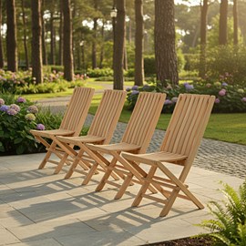 Chaises de jardin pliantes en teck massif karimun (lot de 4)