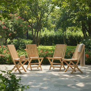 Chaises de jardin pliantes en teck massif karimun (lot de 4)