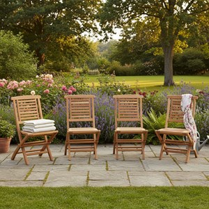 Chaises de jardin pliantes en teck massif barbade (lot de 4)
