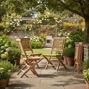 Chaises de jardin pliantes en teck massif barbade (lot de 4)