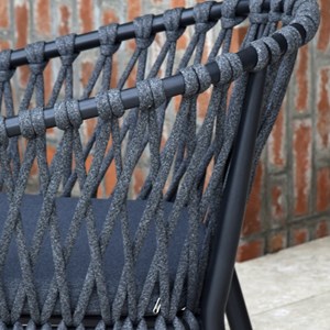 Fauteuil en aluminium anthracite et corde gris foncé, lula