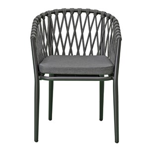 Fauteuil en aluminium anthracite et corde gris foncé, lula