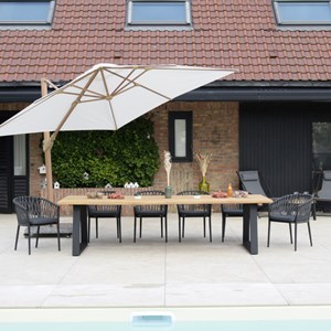 Fauteuils en alu anthracite et corde gris foncé, lula (lot de 2)