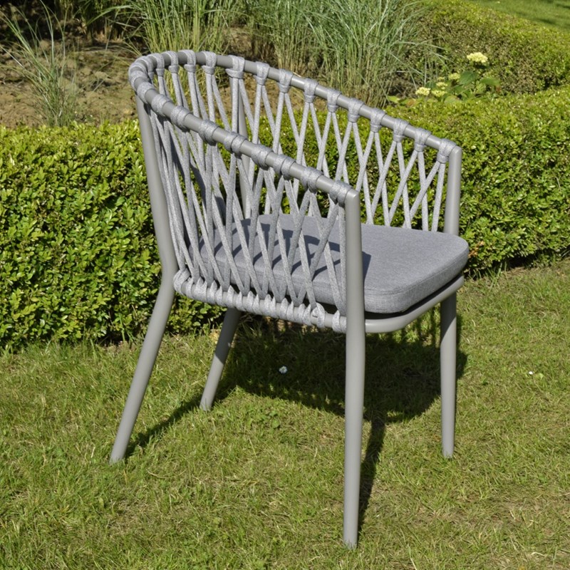 Gecko Jardin - Fauteuil en aluminium et corde gris clair, lula