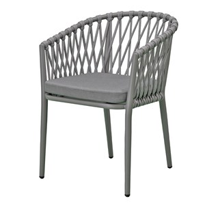 Fauteuil en aluminium et corde gris clair, lula