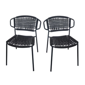 Chaises en métal et corde noir, flores (lot de 2)