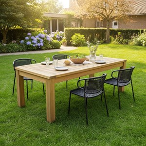 Chaises en métal et corde noir, flores (lot de 2)