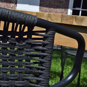 Chaise en métal et corde noir, flores (lot de 4)