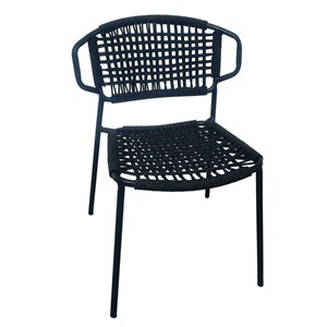 Chaise en métal et corde noir, flores (lot de 4)