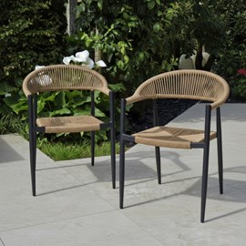 Fauteuils alu anthracite et corde tressée naturelle casamance (lot de 2)
