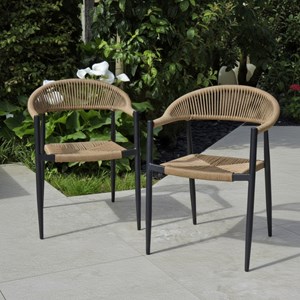 Fauteuils alu anthracite et corde tressée naturelle casamance (lot de 2)