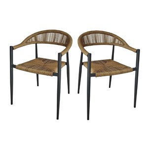 Fauteuils alu anthracite et corde tressée naturelle casamance (lot de 2)