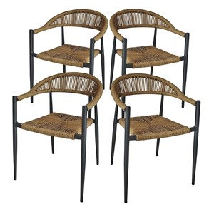 Fauteuil alu anthracite et corde tressée naturelle casamance (lot de 4)
