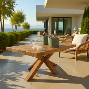 Table basse en teck recyclé conceptual