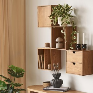 Kub-cube mural 1 porte en chêne massif 30x30 cm