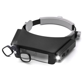 Loupe frontale x1.5 a x17 4 lentilles 2 leds visiere orientable bijoux
