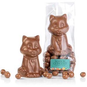Chaton en chocolat au lait et ses perles de céréales chocolat au lait caramel