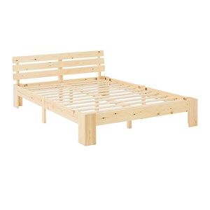 Lit double en bois 120x200 cm naturel