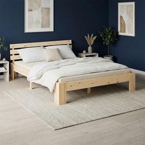 Lit double en bois 120x200 cm naturel