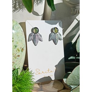 Boucles d’oreilles végétales séva en acier inoxydable feuilles séchées