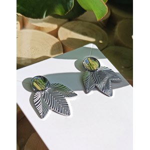 Boucles d’oreilles végétales séva en acier inoxydable feuilles séchées