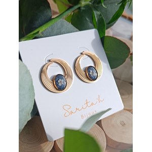 Boucles d’oreilles ariane en acier inoxydable doré et fleurs séchées