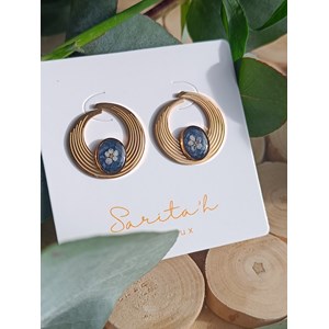 Boucles d’oreilles ariane en acier inoxydable doré et fleurs séchées