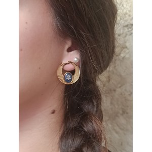 Boucles d’oreilles ariane en acier inoxydable doré et fleurs séchées