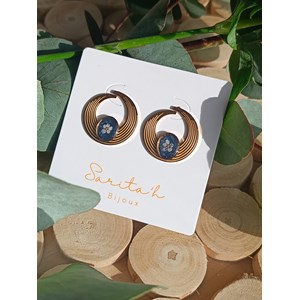 Boucles d’oreilles ariane en acier inoxydable doré et fleurs séchées
