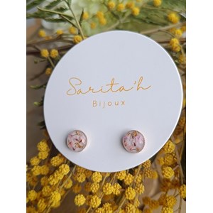 Clou d’oreilles noélie en acier inoxydable et inclusion de fleurs séchées