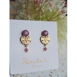 Boucles d’oreilles zélia amovibles en acier inoxydable et véritables fleurs