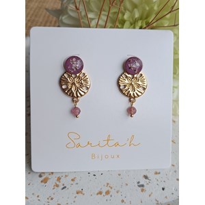 Boucles d’oreilles zélia amovibles en acier inoxydable et véritables fleurs