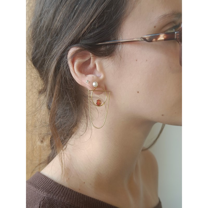 Boucles d’oreilles amaranthe en acier inoxydable et fleurs rouges