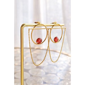Boucles d’oreilles amaranthe en acier inoxydable et fleurs rouges