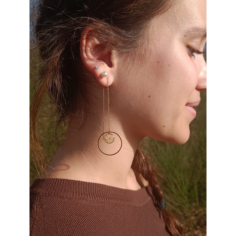 Boucles d’oreilles isaline en acier inoxydable et fleurs sauvages