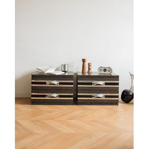 Paire de chevets en bois et métal n°684