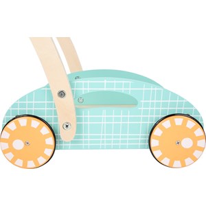 Chariot de marche en bois pastel pour bébé avec blocs