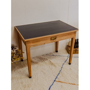 Bureau en bois et plateau noir n°570