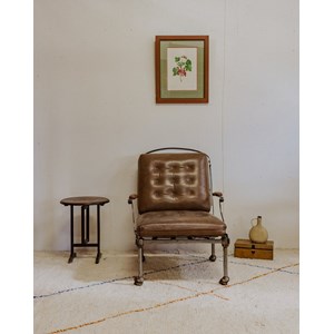 Fauteuil vintage en cuir et fer chromé n°897