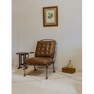 Fauteuil vintage en cuir et fer chromé n°897