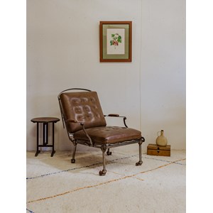 Fauteuil vintage en cuir et fer chromé n°897