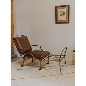 Fauteuil vintage en cuir et fer chromé n°897