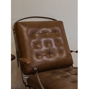Fauteuil vintage en cuir et fer chromé n°897