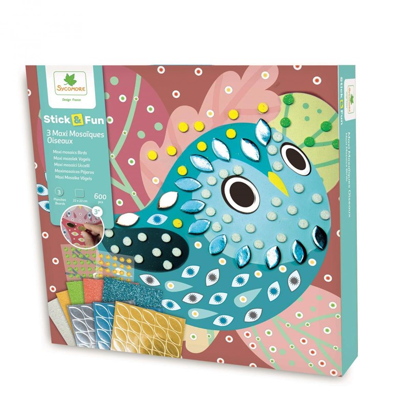 Stick n fun 3 maxi mosaiques - oiseaux
