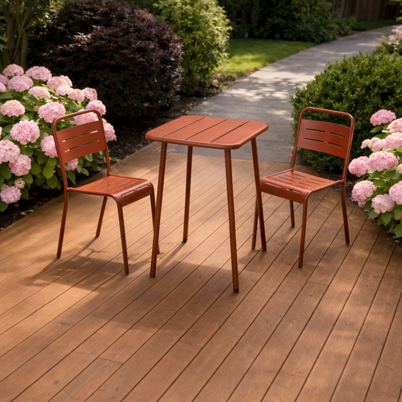 Bergame table carrée 2 places 50x50cm terracotta