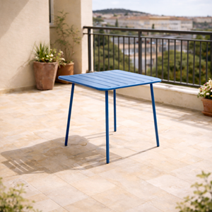 Bergame table carrée 4 places 70x70cm bleu