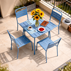 Bergame table carrée 4 places 70x70cm bleu