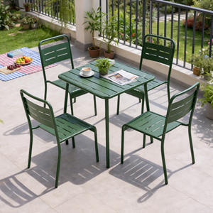 Bergame table carrée 4 places 70x70cm vert
