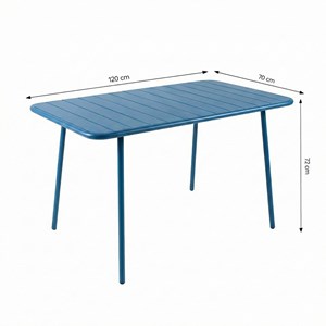 Bergame table de jardin 4 à 6 places 120cm bleu