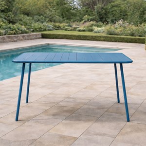 Bergame table de jardin 4 à 6 places 120cm bleu